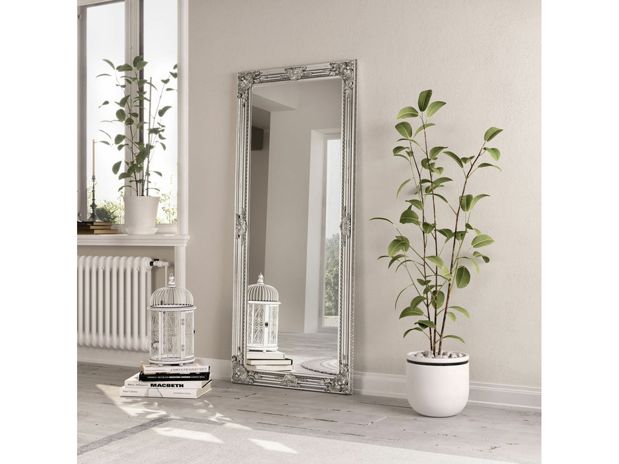 Large Silver Wooden Leaner Mirror