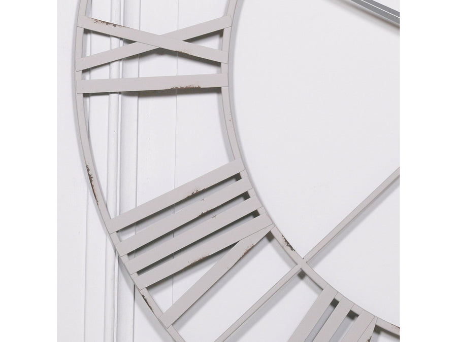 Pale Grey / Off White 110cm Vintage Metal Wall Clock
