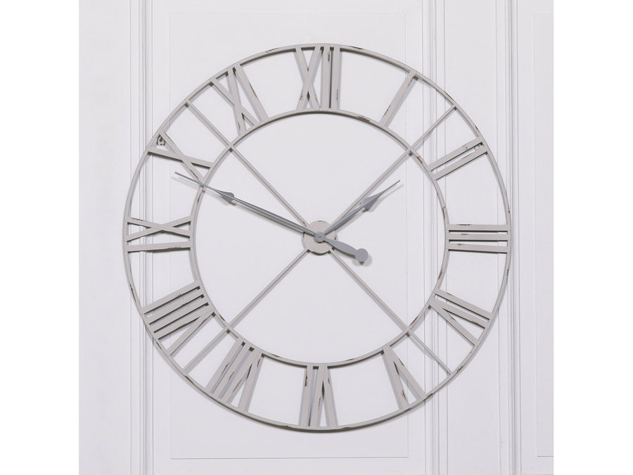 Pale Grey / Off White 110cm Vintage Metal Wall Clock