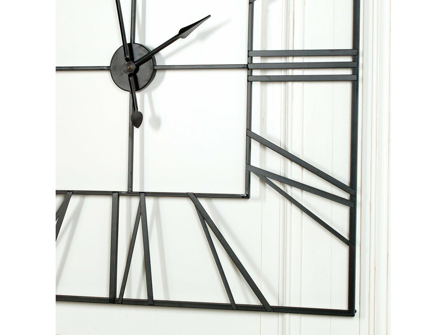 Extra Large 120cm Black Square Metal Wall Clock