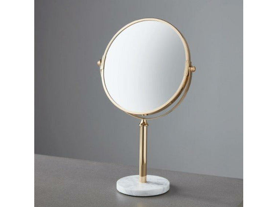 Gold Finish Mirror with Marble Base by Native Home & Lifestyle - Marble Cove