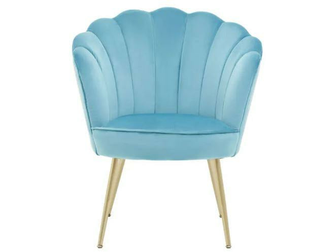 Ophelia Aqua Velvet Scallop Chair