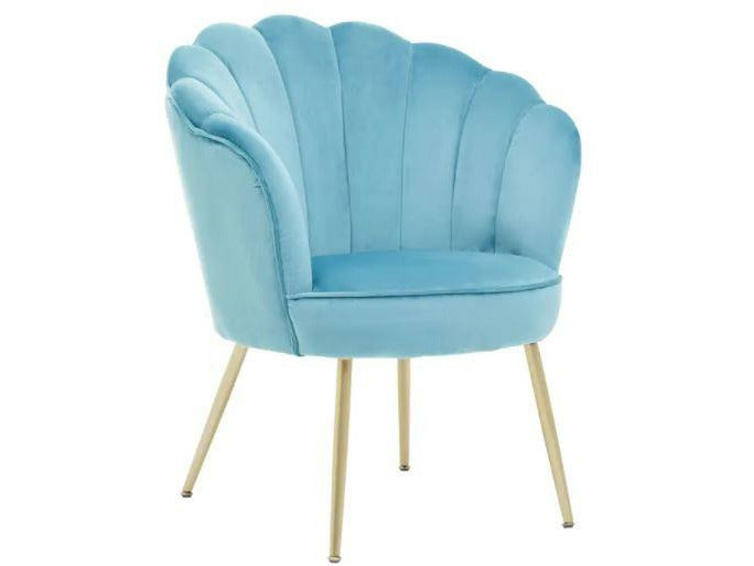Ophelia Aqua Velvet Scallop Chair