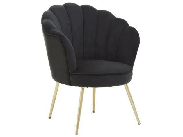Ophelia Black Velvet Scallop Chair