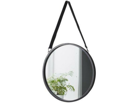 Round Mirror With Leather Strap by Native Home & Lifestyle - Marble Cove