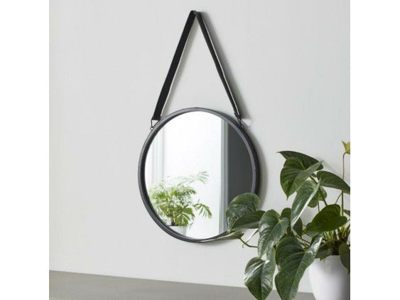 Round Mirror With Leather Strap by Native Home & Lifestyle - Marble Cove
