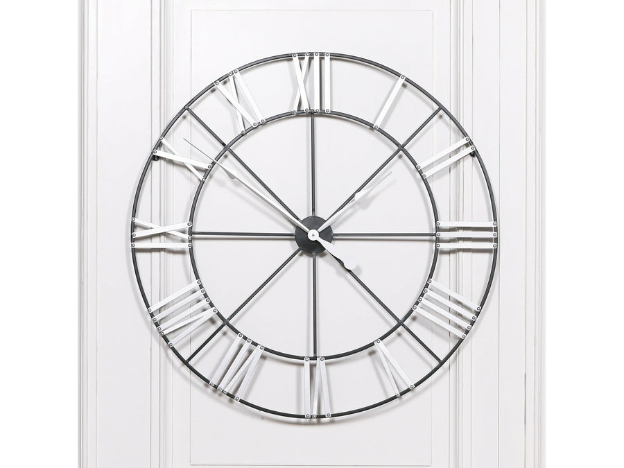 Large 102cm Metal Wall Clock With Silver Numerals