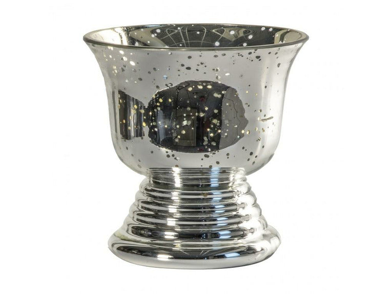 Speckle Glass Urn Antique Silver