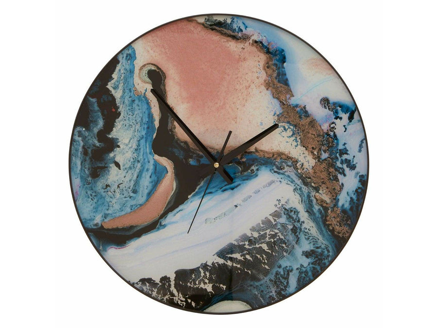 Vienna Pink/Blue Marble Effect Wall Clock